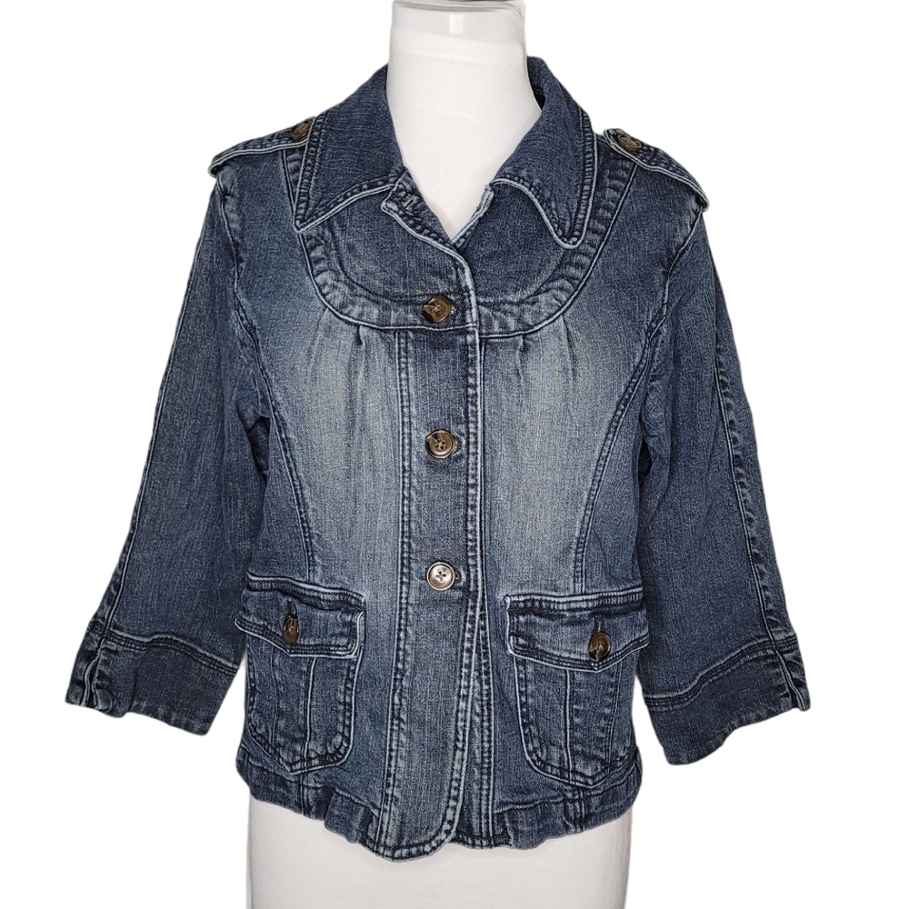 Moto Your Style Mantra Denim 3/4 sleeve Jacket womens size medium